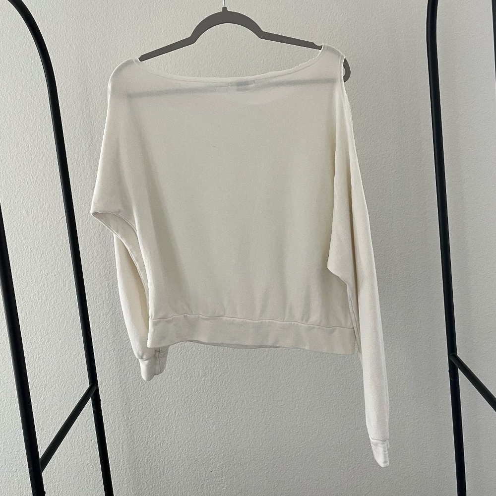 LANSTON x REVOLVE | One Shoulder Cotton Blend Pullover in Cream | Size Small - Picture 6 of 9
